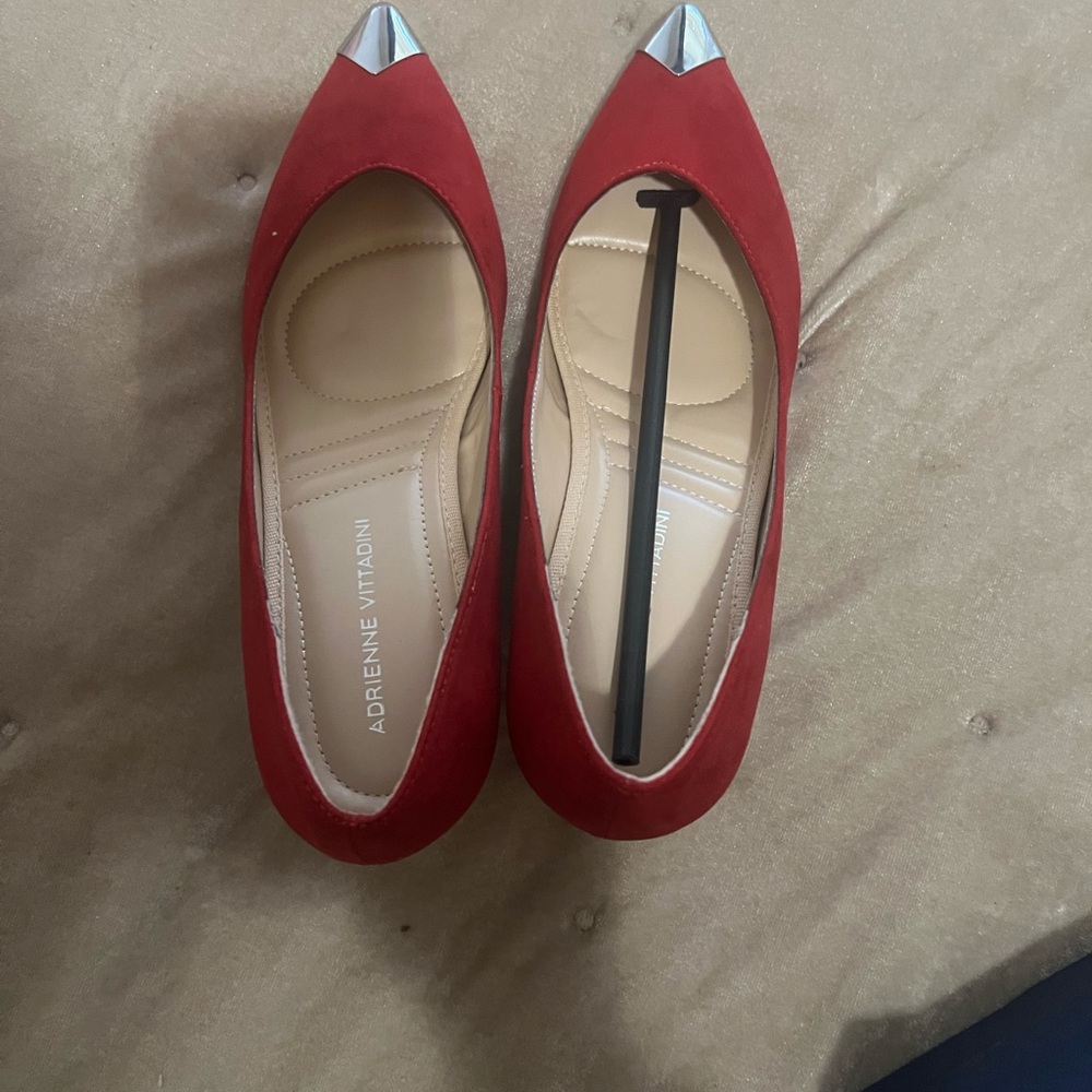 Adrienne Vittadini Red Flats with Silver Accents